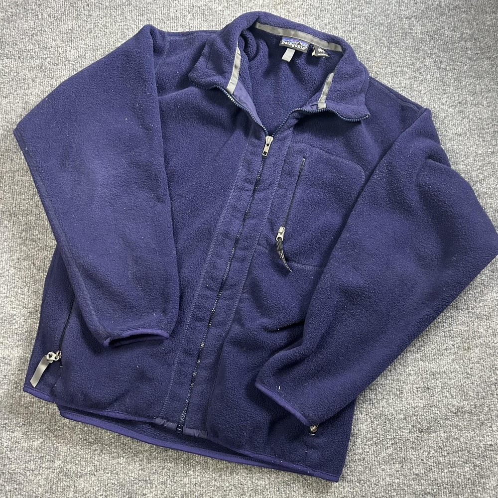 Vintage Patagonia Jacket Mens Large Purple Fleece Full Zip Made USA Outdoor 90s